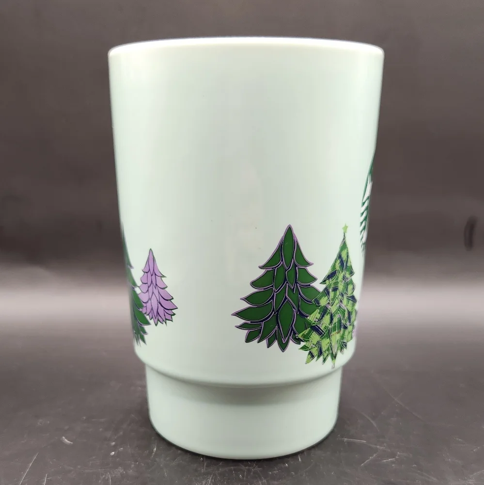 2020 Starbucks Holiday Christmas Coffee Mug with Green & Purple Trees 20 oz. - Picture 3 of 9
